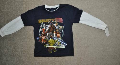 Boys Shirt Disney Star Wars Clone Wars Black White Long Sleeve Tee-sz 4 - £6.33 GBP