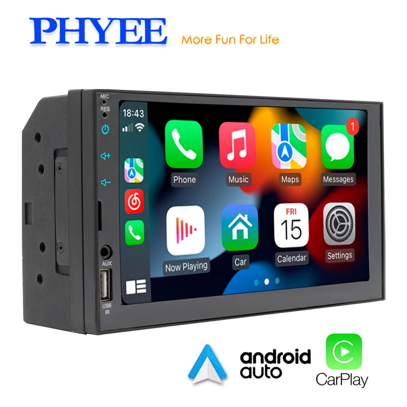 2 Din Apple Carplay Car Radio Bluetooth Android-Auto Hands Free 7&quot; Touch Screen - £57.72 GBP+