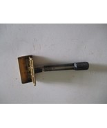 Vintage GEM Brass Safety Razor Shaver Black Handle Plastic? - $8.42
