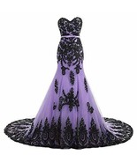 Kivary Long Mermaid Black Lace Vintage Gothic Prom Dress Wedding Evening... - £145.26 GBP