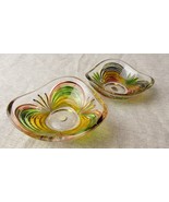 2 Small Vintage / Retro Handpainted Morano Glass Dishes - $108.08