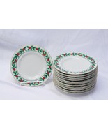 Gibson Christmas Greeting Holly Saucers or Bread Plates  6 1/8&quot;  Lot of ... - $25.47