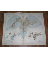 1958 VINTAGE MAP OF WORLD VOLCANOES VULCANOLOGY GEOLOGY PHYSIOGRAPHY SEI... - $37.44
