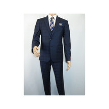 Men Suit BERLUSCONI Turkey 100% Italian Wool Super 180's 3pc Vested #Ber24 Navy image 3