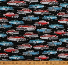 Cotton Antique Cars Transportation Travel Country Fabric Print by Yard D685.51 - £9.53 GBP