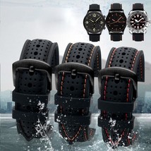 Universal Silicone Watch Band Strap Rubber Waterproof Men&#39;s Black 19-24m... - £7.08 GBP+