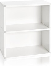 Way Basics 2 Tier Bookshelf Storage And Organizer, White (Tool-Free Assembly, - £52.64 GBP