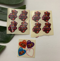 Vintage Lisa Frank Teddy Bear Stickers 80s Pink Purple Rainbow Hearts Mini - £15.54 GBP