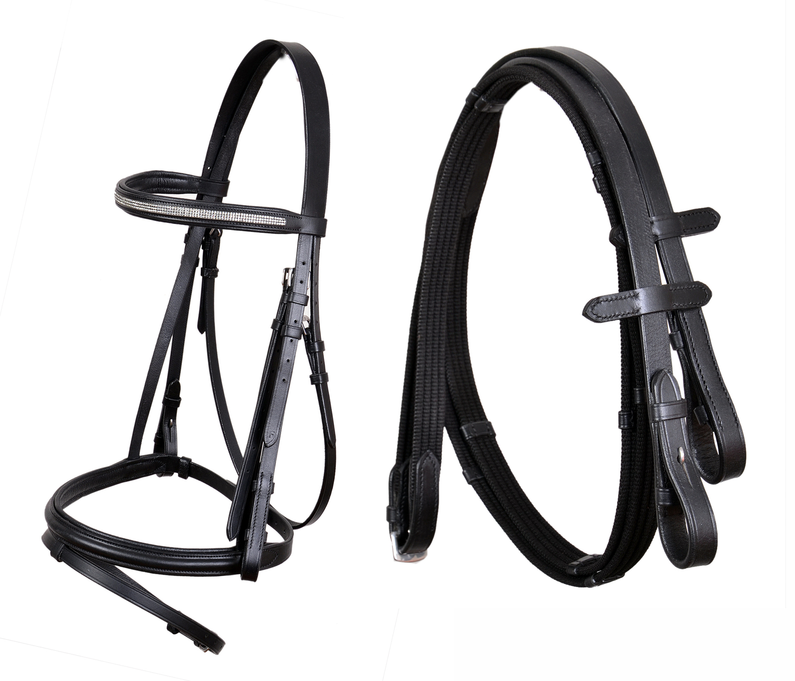 Horse English All-Purpose Pleasure Leather Bridle Nylon Webb Reins 803HI... - $59.39