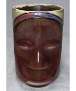 Signed Mara Stoneware Pottery Tribal Face Mug 6&quot; Tall Made in Mexico - £18.09 GBP