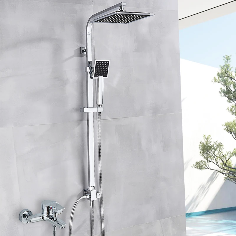 House Home Chrome Bathroom Rainfall Shower Faucet Wall Mounted Simple Design Bat - £64.21 GBP