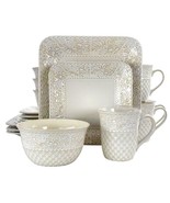 Elama Ivory Lotus 16 Piece Square Dinnerware Set - $81.66