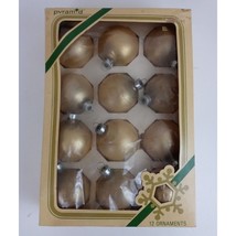 Vintage Box of 12 Pyramid Gold Glass Ball Christmas Tree Ornaments - £7.49 GBP