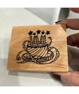 Validated Wood Craft Stamp Cake &amp; Candles 3x3.5 New - $9.89
