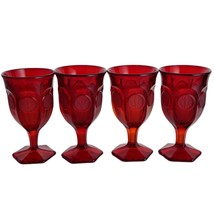 4 1970&#39;s Ruby Fostoria Coin Wine Goblets - $227.70