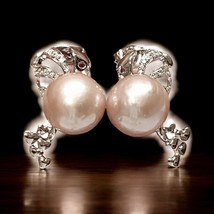 Handmade 10mm Purple Peach Pink Round Edison Cultured Pearl Stud Earrings - $113.60