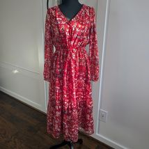 LOFT Women’s Red Floral Long Sleeve Maxi Dress Size Medium - $39.74