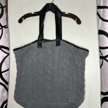 BRAIDED CABLE KNIT TOTE BAG-GRAY - $21.56