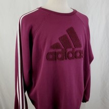 Vintage Adidas Chenille Logo Spellout Crewneck Sweatshirt XL Maroon Jump... - £35.03 GBP