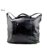 Leather duffle bag genuine leather shoulder bag weekender black men women - £183.62 GBP
