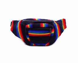 Rainbow Multicolored Woven Striped Pattern Lightweight Fanny Pack Waist Bag - Ha - £12.73 GBP