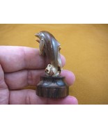tb-dolph-11) Dolphins pair Dolphin TAGUA NUT palm figurine Bali detailed - $1,305.73 MXN