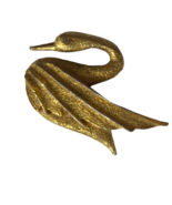 Vintage Brooch Signed DFA Dubarry Fifth Ave Swan Bird Pin Textured Clear... - £7.74 GBP