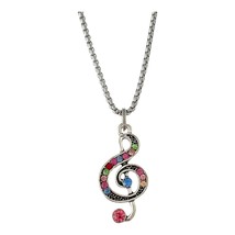 Chain Treble Clef Music Pendant Stainless Steel 23&quot; Rounded Box Link Chain - £11.06 GBP