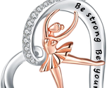 Heart Ballet Dance Necklace 925-Sterling-Silver- Rose Gold Lovers Baller... - $47.01