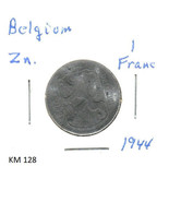 Belgium 1 Franc, 1944, zinc, KM 128 - $1.37 CAD