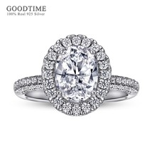 Noble Women Ring Set Pure 925 Sterling Silver Round Zircon Rhinestone Wedding En - $29.19