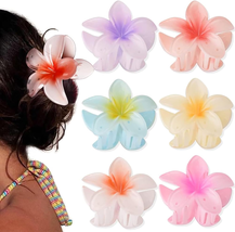 6 Pack Hawaiian Flower Hair Clips,3 Inch Cute Plumeria Clip for Hair,Str... - $19.07