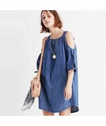 Madewell Chambray Cold-Shoulder Loose Fit Mini Dress Size Medium - $17.77