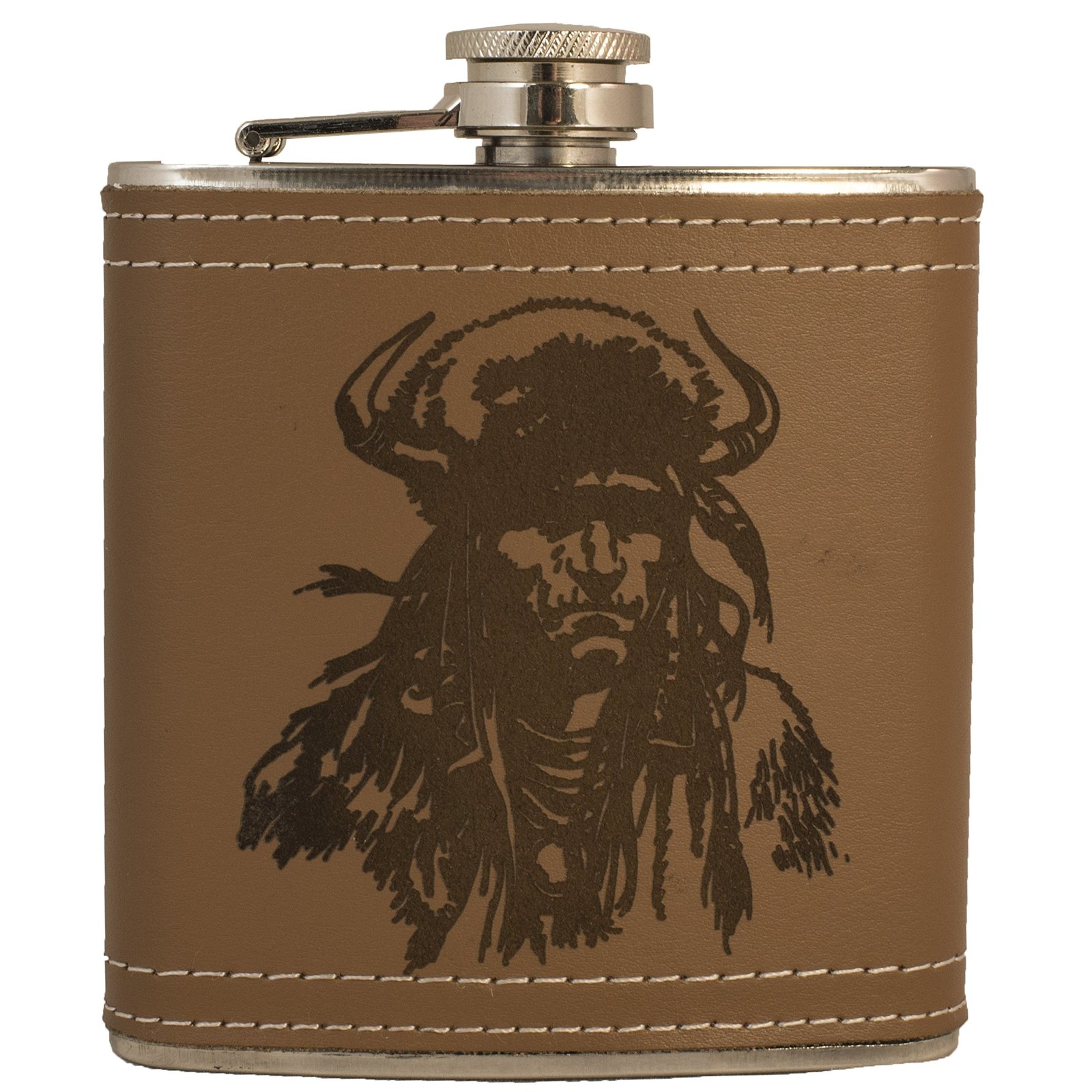 Primary image for 6oz Native Warrior Leather Flask KLB