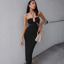   Out Corset Maxi Dress Party Dress Women Halter Cut Out  Wrap Split Long Dresse - £45.99 GBP