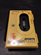Sony Sports Walkman WM-F45 FM/AM Cassette  WORKS PERFECT yellow 90s see ... - £132.86 GBP