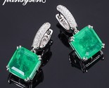 G silver 12mm square emerald paraiba tourmaline diamond dangle drop earrings women thumb155 crop