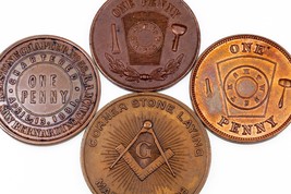 Lote De 4 Fichas Masonic One Penny, Midway, Keystone, Garfield - $61.91