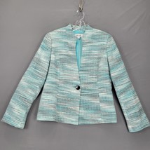 Jones Studio Women Size 10 Suit Jacket Blue Stripe Preppy Classic Long Sleeves - £9.62 GBP