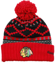 Chicago Blackhawks Reebok KU81Z NHL Hockey Pom Pom Knit Hat/Beanie/Toque - £14.94 GBP