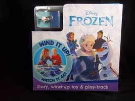 Disney Frozen Book Kids Storybook Wind Up Toy Sleigh Olaf on Fold-out Play Track - £10.14 GBP