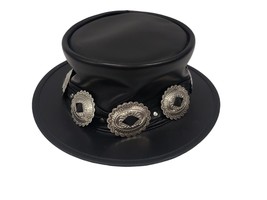 Genuine Hahendorf Black Leather Western Style Mens Top Hat Size M - £102.64 GBP