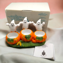 PartyLite Halloween Ghost Trio Pumpkin Tealight Holder Retired P7262 Holiday - £15.64 GBP