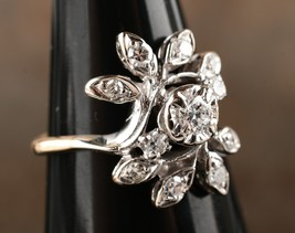 *14k White Gold Natural Diamond Flower Ring Size 6.5 - $449.99