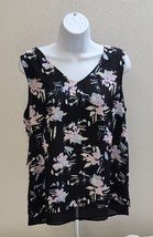 GNW Women&#39;s Top Tank Black Floral Lined Peekaboo Back NWT New Cool Retai... - £10.46 GBP