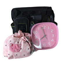 Diaper Bag for Mom Girl Clock and Grocery Cart Cover - $29.01