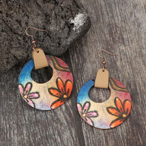 Wooden Flower Round Shape Earrings - $19.95