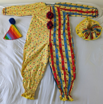 Vintage Clown Costume Colorful Circus Parties Halloween Handmade Adult Small - £39.80 GBP