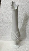 Vintage Fenton Swung Vase Hobnail White Glass 14.25&quot; Tall Marked Fenton - £44.69 GBP