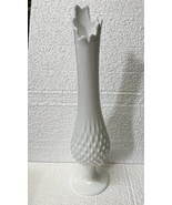 Vintage Fenton Swung Vase Hobnail White Glass 14.25&quot; Tall Marked Fenton - $80.67 CAD
